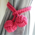 Ccykxa 2 pair embrasse � rideaux pompon tricot rideau corde pince / boucle � rideaux double boules tress�es ...