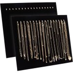 Lot de 2 prsentoir organisateur de colliers plateau de prsentation en velours noir pour bijoux avec ...