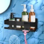 22 x 7, 5 x 9 cm noir tagre de douche sans perage support autocollant en acier inox - avec 2 crochets ...