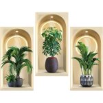 Ccykxa 3 pi�ces stickers muraux 3d 30 x 60 cm autocollants muraux de plante verte en pot simul� d�coration ...