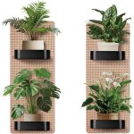 Ccykxa 4 pi�ces 30 x 60cm sticker mural plante verte en pot fleurs vases - d�coration murale autocollante ...