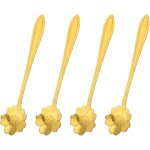 Ccykxa 4pcs inox acier fleur cuill�res 5 pouce cerise fleur forme caf� cuill�re petit cuill�re caf� dessert ...