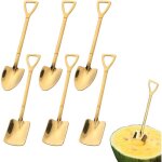 Ccykxa 6 cuill�res en acier inoxydable, pelle cr�ative en forme de pelle, cuill�re rouge, cuill�re � ...