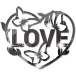 Ccykxa autocollants muraux miroir en acrylique en forme de c?ur - papillon - autocollant mural en vinyle ...