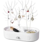 Blanc arbre porte bijoux avec tiroirs, support bijoux en plastique deer prsentoir  bijoux pour boucles ...