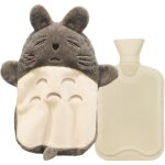 Ccykxa bouillotte animal 1l pvc, bouillotte avec housse en peluche douce, bouillotte eau chaude pour ...