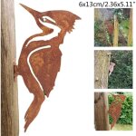 Ccykxa d�coration de jardin oiseau en m�tal rouill� pic oiseaux cl�ture art ext�rieur statue d�coration ...
