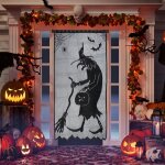 Ccykxa d�coration de porte pour halloween, rideaux d'halloween, rideau de sorci�re en dentelle noire ...