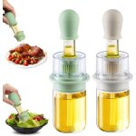 Ccykxa distributeur d'huile avec brosse 2 en 1 180 ml distributeur d'huile d'olive et bouteille de vinaigre ...