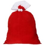 Ccykxa hotte de pre nol - 1 grand sac cadeau de noel rouge en velour sacs cadeaux rouge et blanc deguisement ...
