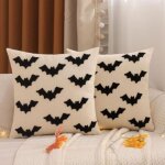 Ccykxa housse de coussin halloween, 45 x 45 cm, lin, motif chauve - souris, pour canap�, salon, jardin, ...
