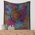 Ccykxa mandala ombre mur chambre tapisserie esth�tique - 130x150 cm coton indien tie dye couvre - lit ...