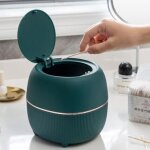 Ccykxa mini poubelle de bureau cr�ative en plastique avec couvercle � bouton - petite poubelle de bureau ...