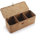 Panier rangement jonc de mer avec couvercle rectangulaires malle en osier avec , compartiment pour organiser ... Panier rangement jonc de mer avec couvercle rectangulaires malle en osier avec , compartiment pour organiser ...