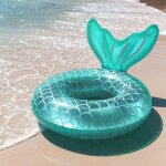 Queue de poisson bleu lac) boue gonflable, durable ronde gonflable avec poigne matelas d'air pneumatique ...
