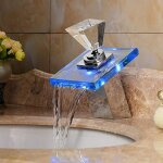 Ccykxa robinet de cuisine et de salle de bain, �clairage led, robinet cr�atif, effet cascade en cuivre, ...