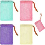 Ccykxa sac � savon en nylon sac � savon color� avec cordon de serrage 4 pi�ces sac � savon pour savon ...