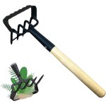 Serpette de jardin 2 en 1 en acier  4 dents largeur de travail 10 cm, houe avec deux ttes pour l'entretien ...