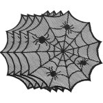 Ccykxa sets de table d'halloween, 30 cm, lot de 4, sets de table araigne en toile, antidrapants, ajours, ...