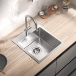 Cecipa evier cuisine 1 bac 40 x 45 x 19cm - vier inox bross 1 cuve avec siphon et trop - plein - vier ...