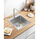 Cecipa - evier cuisine 1 bac 40x45cm, evier inox avec siphon et trop - plein, lavabo cuisine sous plan, ...