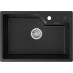 Cecipa - evier cuisine 1 bac 65 x 45 cm, evier noir en granit, lavabo cuisine pour meubles bas de 80 ...