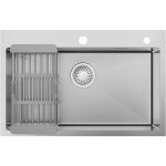 Cecipa max 70 � 45 cm �vier 1 bac avec �gouttoir panier, �vier cuisine inox argent, montage � encastrer ...