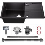 Cecipa max - derw max evier  encastrer quartz et rsine, noir evier 1 bac, evier de cuisine avec tagre ...