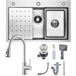 Cecipa max �vier 1 bac 70 � 45 cm avec egouttoir, vasque et distributeur de savon avec mitigeur de cuisine ...