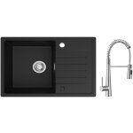 Cecipa max - evier 1 bac avec egouttoir, evier de cuisine en quartz et résine 78x45cm evier noir + brossé ... Cecipa max - evier 1 bac avec egouttoir, evier de cuisine en quartz et résine 78x45cm evier noir + brossé ...