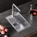 Cecipa max �vier de cuisine en acier inoxydable, 30 x 45 cm, petit �vier de cuisine, �vier � poser, bross� ...