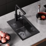 Cecipa max �vier de cuisine en acier inoxydable, 30 x 45 cm, petit �vier de cuisine, �vier � poser, noir ...