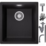 Cecipa max - evier en quartz et rsine 40x44x20cm, evier 1 bac en granit noir gris, evier de cuisine ...