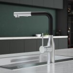 Cecipa max - robinet de cuisine avec douchette extractible mitigeur cuisine noir et bross en acier inox ...