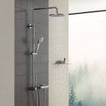 Systme de douche sparable, douche chrome avec douchette 3 fonctions, barre de douche en acier inoxydable, ...