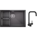 Cecipa max - vier 1 bac 6044cm vier cuisine inox avec panier de drainage + mitigeur rabattable robinet ...