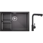 Cecipa max - vier 1 bac 6044cm vier cuisine inox avec panier de drainage + noir mitigeur de cuisine ...