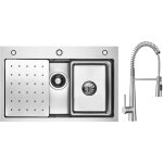 Cecipa max - vier de cuisine vier 1 bac 7045cm avec egouttoir, vasque, distributeur de savon + bross ...