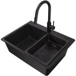 Cecipa max - vier en granit 60 � 45 cm, �vier de cuisine en granit avec �gouttoir + noir mitigeur de ...