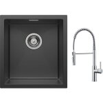 Cecipa - vier 1 bac 40x44cm noir �vier de cuisine �vier inox + mitigeur de cuisine � ressort avec douchette ...