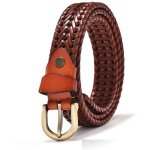 Ceinture en cuir de vachette tress�e � la main, style r�tro d�contract�, boucle ardillon, ceinture creuse ...