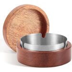 Longziming - cendrier exterieur, cendrier original avec couvercle en bois, cendrier portable avec couche ...