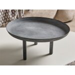 Centre de table rond en m�tal � 3 pieds, gris d�lav�, 37 x 15 cm