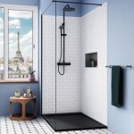 Ceramia - alda receveur de douche 120x80cm + siphon eslim90. pierre de synth�se, noir mat (ald15 - 12080n ...