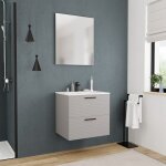 Ceramia - set complet 60 cm : vasque blanc mat + meuble certifi� fsc, gris perle ( 4lg60 - v)