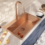 Ceramia timeless 55x45x21 cm �vier encastrable en inox 304 + mitigeur inox avec douchette extractible, ...