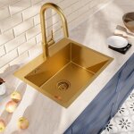 Ceramia timeless 55x45x21 cm évier encastrable inox 304 + mitigeur inox avec douchette extractible, or ... Ceramia timeless 55x45x21 cm évier encastrable inox 304 + mitigeur inox avec douchette extractible, or ...