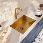 Ceramia timeless 55x45x21 cm �vier sous plan en inox 304, 1 bac + mitigeur inox avec douchette extractible, ...
