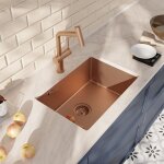 Ceramia - timeless 55x45x21 cm �vier sous plan en inox 304 + mitigeur inox avec douchette extractible, ...