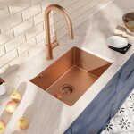 Ceramia - timeless 55x45x21 cm �vier sous plan en inox 304 + mitigeur inox avec douchette extractible, ...